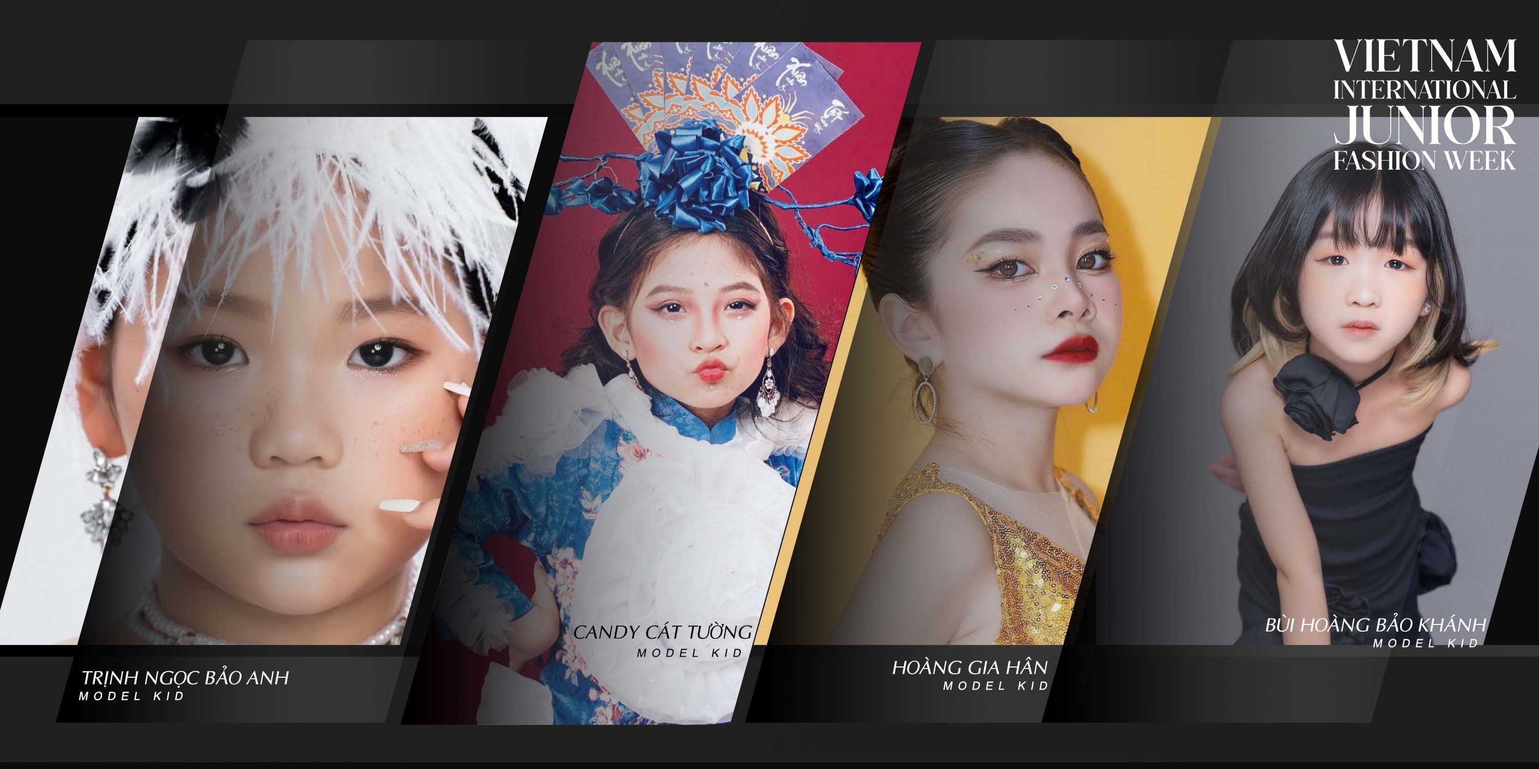 Four child models to showcase costumes representing three regions in Vietnam